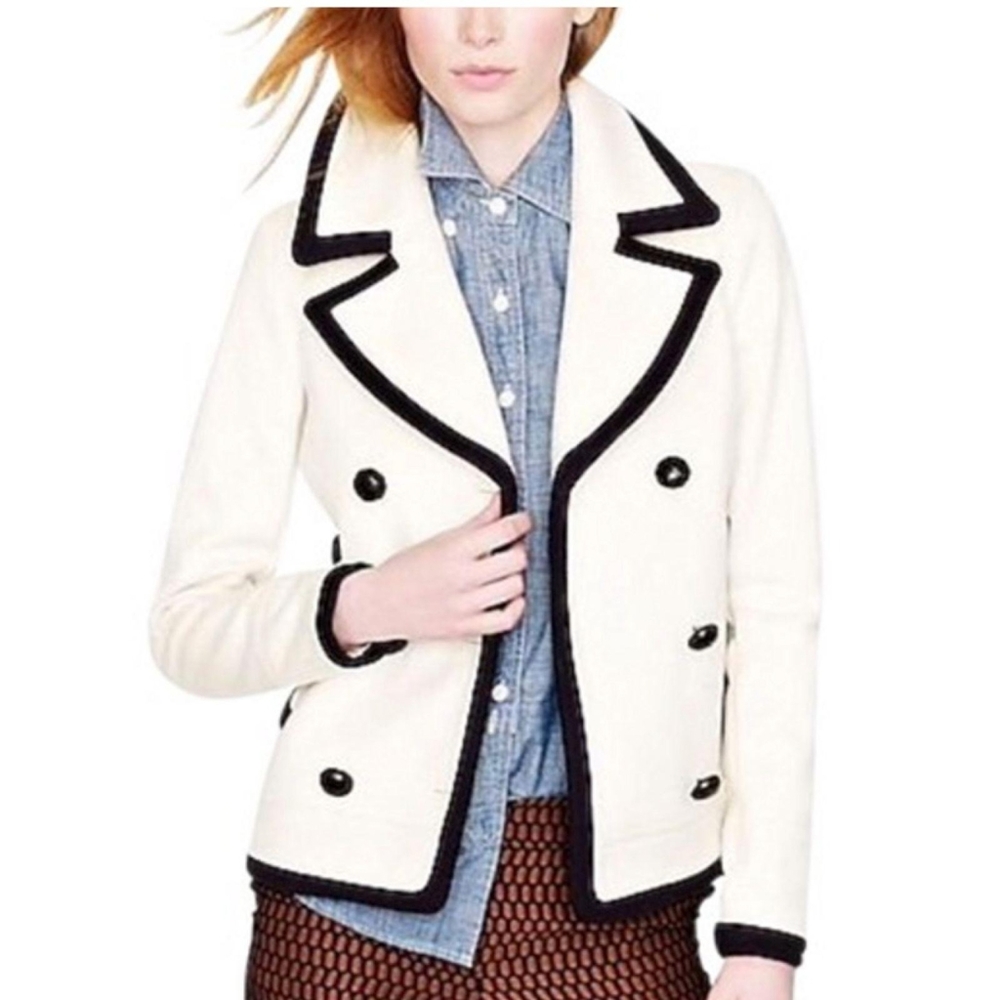 J. Crew Size 6 Wool Cream Pea coat Nello Gori Jacket Women Stye #92050